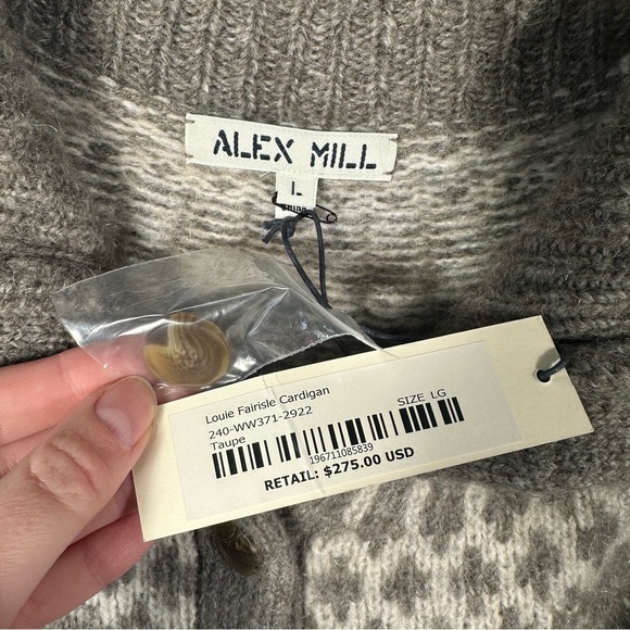 Alex Mill Louie Fairisle Cozy Cardigan Sweater NWT Size Large Winter Comfy Chic - Picture 9 of 15
